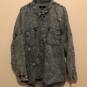plus size blue denim shirt